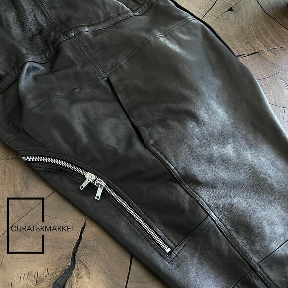 Rick Owens: EU48 GRAIL Runway Sample Leather Tommy Flightsuit SS23 EDFU - Picture 15 of 16